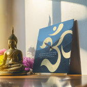 ヨガ瞑想インストラクターブルーと金ゴールドOMシンボル スクエア壁時計