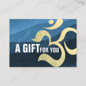 ヨガ瞑想インストラクターブルーと金ゴールドOMシンボル 割引カード (正面)