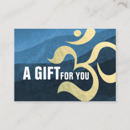 ヨガ瞑想インストラクターブルーと金ゴールドOMシンボル 割引カード