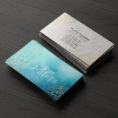 ヨガ瞑想インストラクターブルーゴールドフォイルマンダラ 名刺