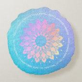 ヨガ瞑想インストラクターブルーバラ金ゴールド曼荼羅 ラウンドクッション (裏面)