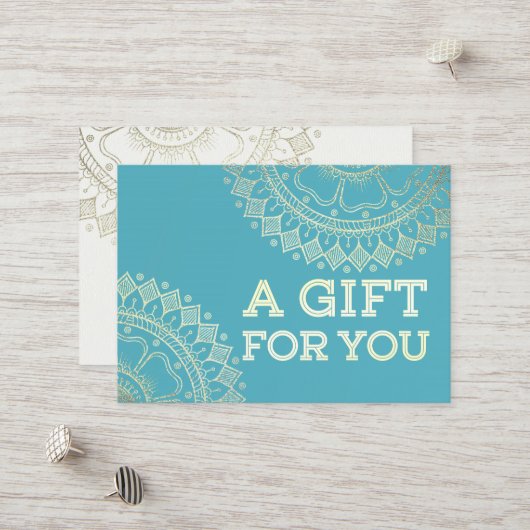 ヨガ瞑想インストラクターブルー金ゴールドマンダラギフト 割引カード (正面/裏面インサイチュ)