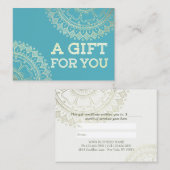 ヨガ瞑想インストラクターブルー金ゴールドマンダラギフト 割引カード (正面/裏面)