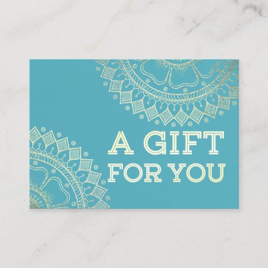 ヨガ瞑想インストラクターブルー金ゴールドマンダラギフト 割引カード (正面)