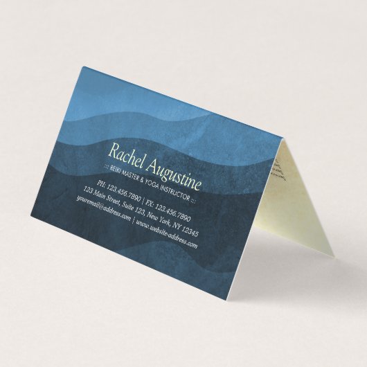 ヨガ瞑想インストラクターブルー金ゴールドマンダラ価格 名刺 (裏面)