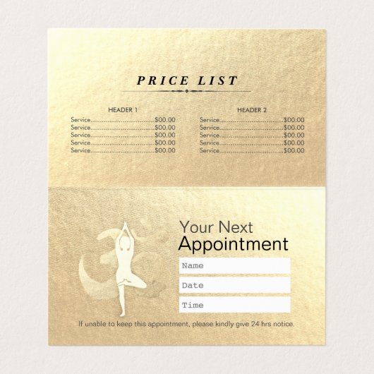 ヨガ瞑想インストラクターブルー金ゴールドマンダラ価格 名刺 (内部フラット)