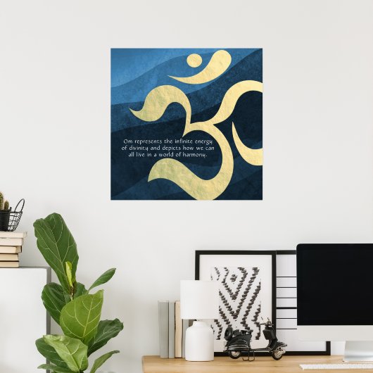 ヨガ瞑想インストラクターライフコーチOM引用文ポー ポスター (ホームオフィス)