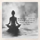 ヨガ瞑想インストラクターロータスポーズイ絵画ンク ガラスコースター (正面)