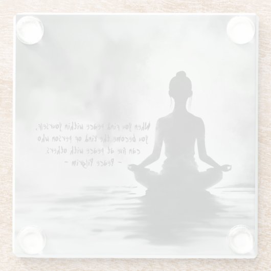 ヨガ瞑想インストラクターロータスポーズイ絵画ンク ガラスコースター (裏面)