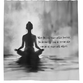 ヨガ瞑想インストラクターロータスポーズイ絵画ンク シャワーカーテン