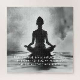 ヨガ瞑想インストラクターロータスポーズイ絵画ンク ジグソーパズル