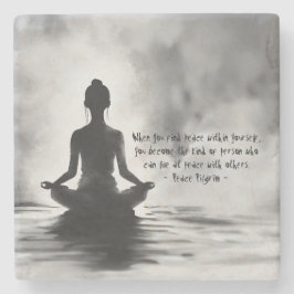 ヨガ瞑想インストラクターロータスポーズイ絵画ンク ストーンコースター