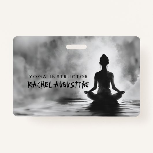 ヨガ瞑想インストラクターロータスポーズイ絵画ンク バッジ (正面)