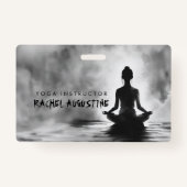 ヨガ瞑想インストラクターロータスポーズイ絵画ンク バッジ (裏面)