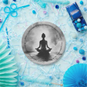 ヨガ瞑想インストラクターロータスポーズイ絵画ンク ペーパープレート (パーティー)