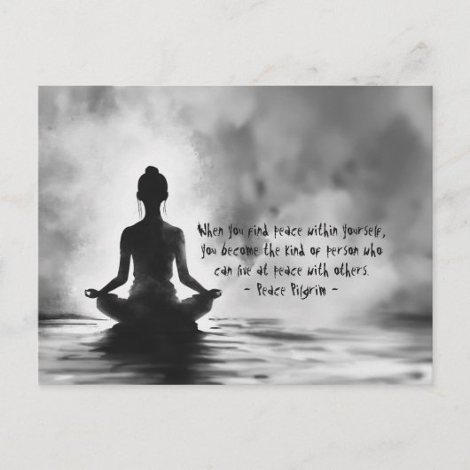 ヨガ瞑想インストラクターロータスポーズイ絵画ンク ポストカード (正面)