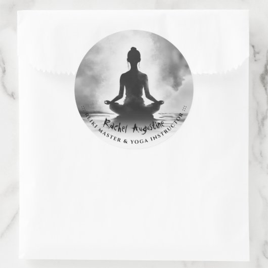 ヨガ瞑想インストラクターロータスポーズイ絵画ンク ラウンドシール (バッグ)