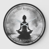 ヨガ瞑想インストラクターロータスポーズイ絵画ンク ラージ壁時計 (正面)