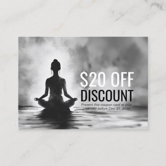 ヨガ瞑想インストラクターロータスポーズイ絵画ンク 割引カード (正面)