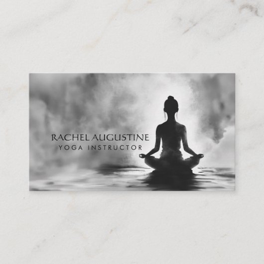 ヨガ瞑想インストラクターロータスポーズイ絵画ンク 名刺 (正面)