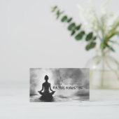 ヨガ瞑想インストラクターロータスポーズイ絵画ンク 名刺 (スタンド正面)