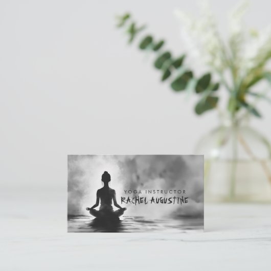 ヨガ瞑想インストラクターロータスポーズイ絵画ンク 名刺 (スタンド正面)