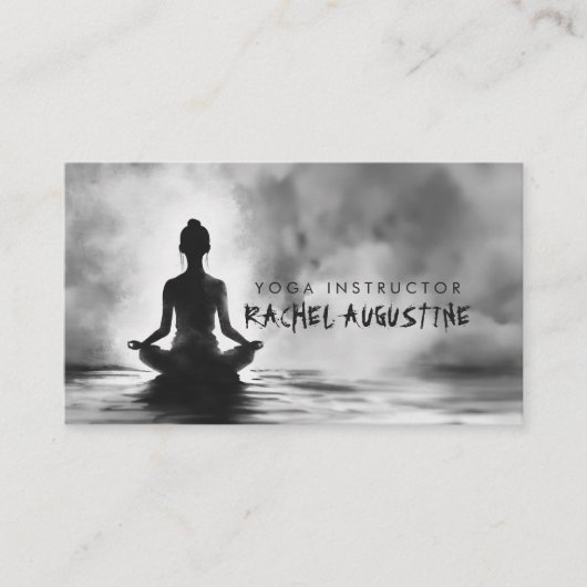 ヨガ瞑想インストラクターロータスポーズイ絵画ンク 名刺 (正面)