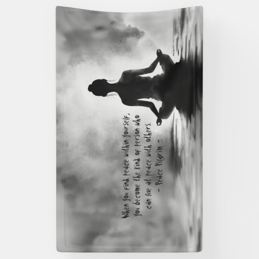 ヨガ瞑想インストラクターロータスポーズイ絵画ンク 横断幕 (縦)