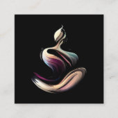 ヨガ瞑想インストラクターロータスポーズブラシストローク スクエア名刺 (正面)