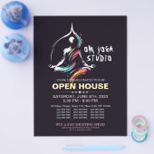 ヨガ瞑想インストラクターロータスポーズブラシストローク チラシ (シングル)