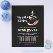 ヨガ瞑想インストラクターロータスポーズブラシストローク チラシ (シングル)