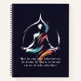 ヨガ瞑想インストラクターロータスポーズブラシストローク ノートブック