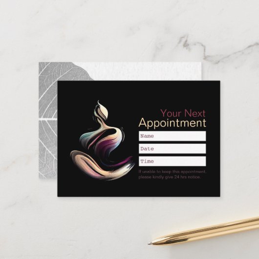 ヨガ瞑想インストラクターロータスポーズブラシストローク 予約カード (正面/裏面インサイチュ)