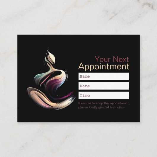 ヨガ瞑想インストラクターロータスポーズブラシストローク 予約カード (正面)