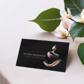 ヨガ瞑想インストラクターロータスポーズブラシストローク 名刺