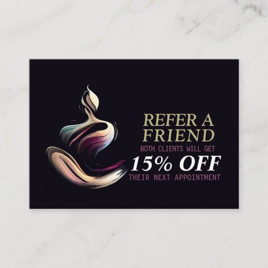 ヨガ瞑想インストラクターロータスポーズブラシストローク 紹介カード (正面)