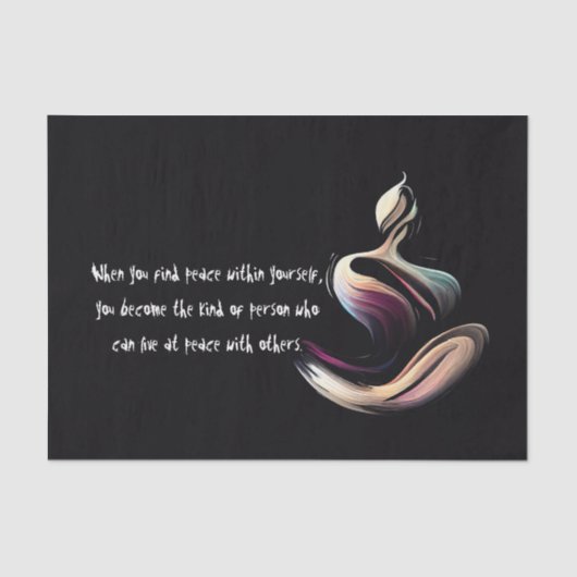 ヨガ瞑想インストラクターロータスポーズブラシストローク 薄葉紙 (正面)