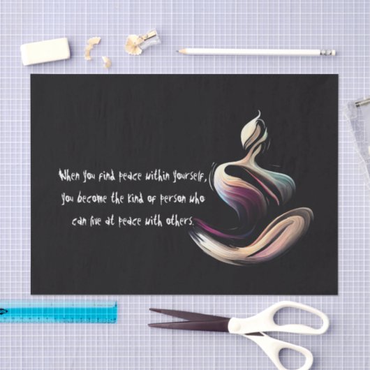 ヨガ瞑想インストラクターロータスポーズブラシストローク 薄葉紙 (クラフト)