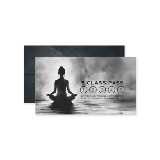 ヨガ瞑想インストラクターロータスポーズ5クラスパス ロイヤリティカード (正面/裏面インサイチュ)