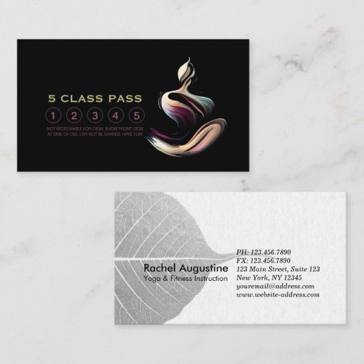 ヨガ瞑想インストラクターロータスポーズ5クラスパス ロイヤリティカード (正面/裏面)