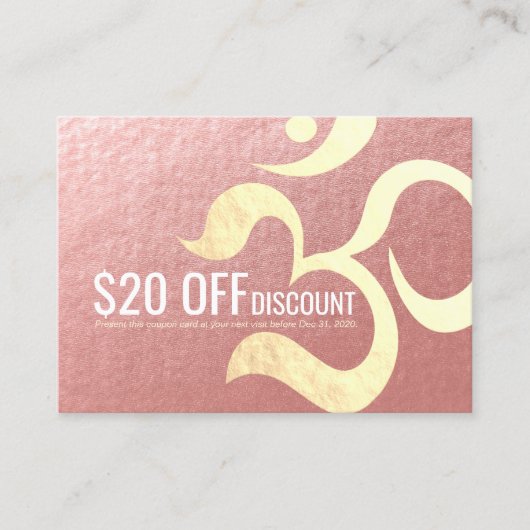 ヨガ瞑想インストラクター割引クーポンオムサイン 割引カード (正面)