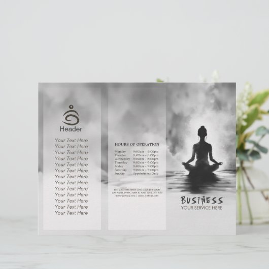 ヨガ瞑想インストラクター白黒インクペインティング (スタンド正面)