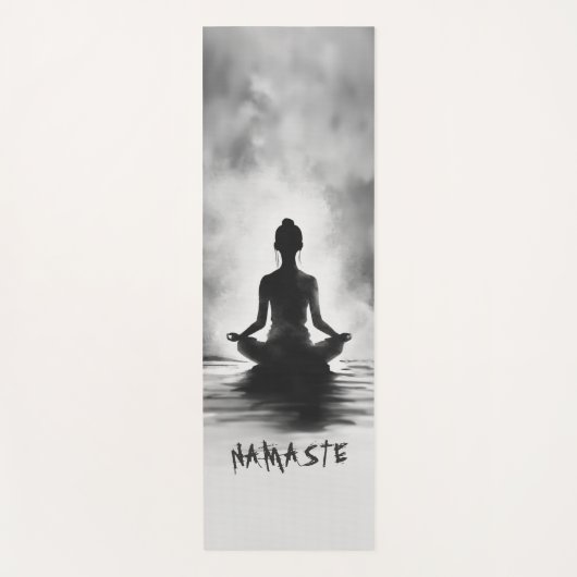ヨガ瞑想インストラクター白黒インクペインティング ヨガマット (正面)