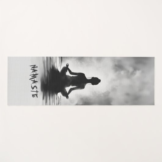 ヨガ瞑想インストラクター白黒インクペインティング ヨガマット (正面(横))