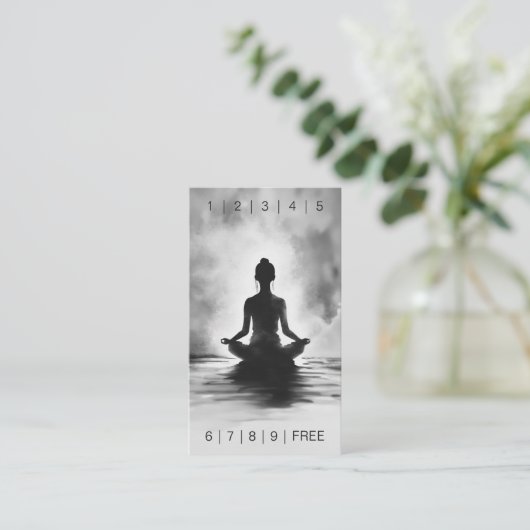 ヨガ瞑想インストラクター白黒インクペインティング ロイヤリティカード (スタンド正面)