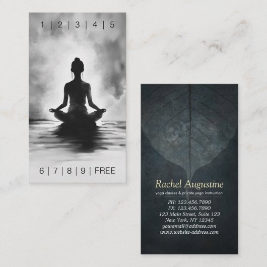 ヨガ瞑想インストラクター白黒インクペインティング ロイヤリティカード (正面/裏面)