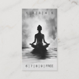 ヨガ瞑想インストラクター白黒インクペインティング ロイヤリティカード