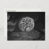 ヨガ瞑想インストラクター白黒ツリー引用文 ポストカード (正面/裏面)