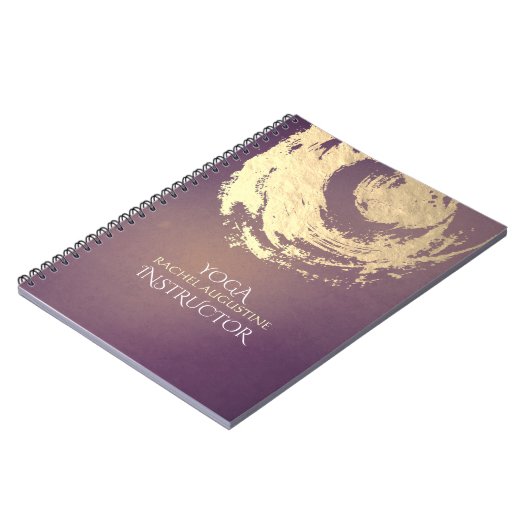 ヨガ瞑想インストラクター紫金ゴールド禅シンボル ノートブック (左側)