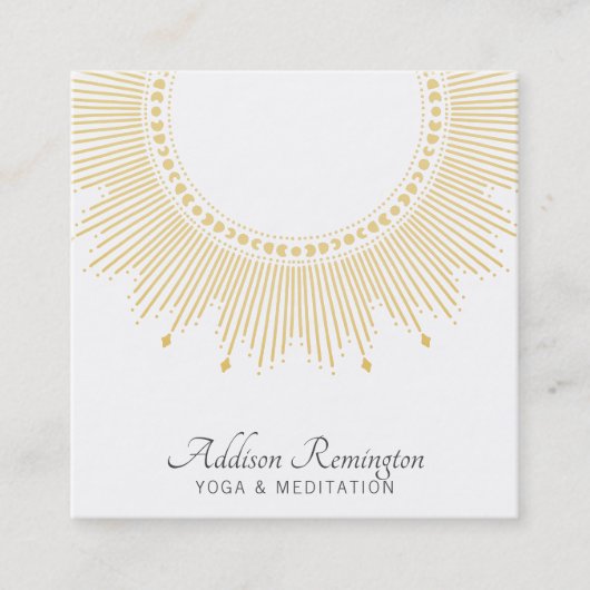 ヨガ瞑想インストラクター金ゴールドサンマンダラ スクエア名刺 (正面)
